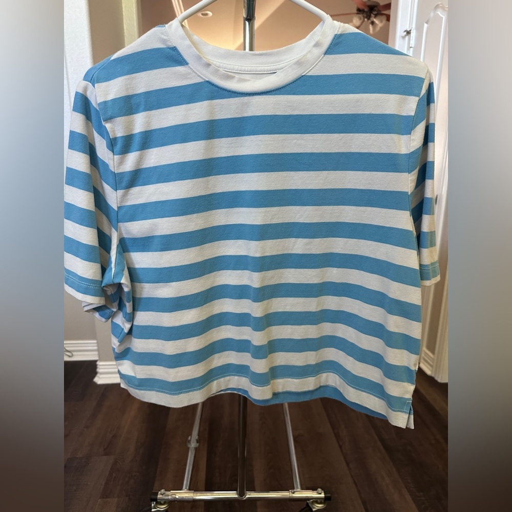 A New Day Blue and White Striped Top